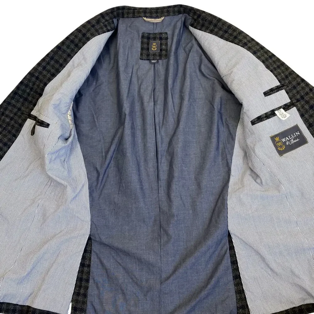 Wallin & Bros Mens 38S Wool Tweed Tailored Sports Coat Blazer Elbow Patches - Picture 16 of 16